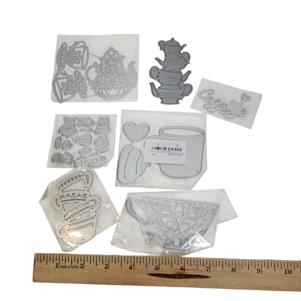 Tea Coffee Cup Teapot Metal Cutting Dies Lot Scrapbook Cardmaking Craft Set